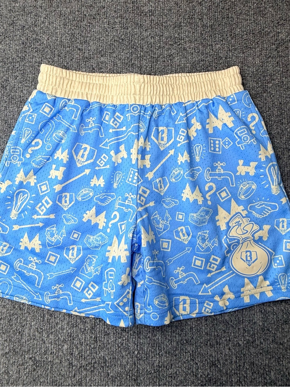 Baseball lifestyle 101 monopoly Blue & Cream NWT boys large Elastic-Waist Shorts